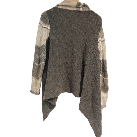 Sisters Women Small Medium Gray Taupe Asymmetrical Cardigan Wool Blend - Picture 2 of 5